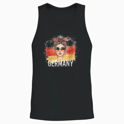 Deutsches Mädchen Frau Flagge Deutschland Fan Trikot Unisex Tank Top - Black