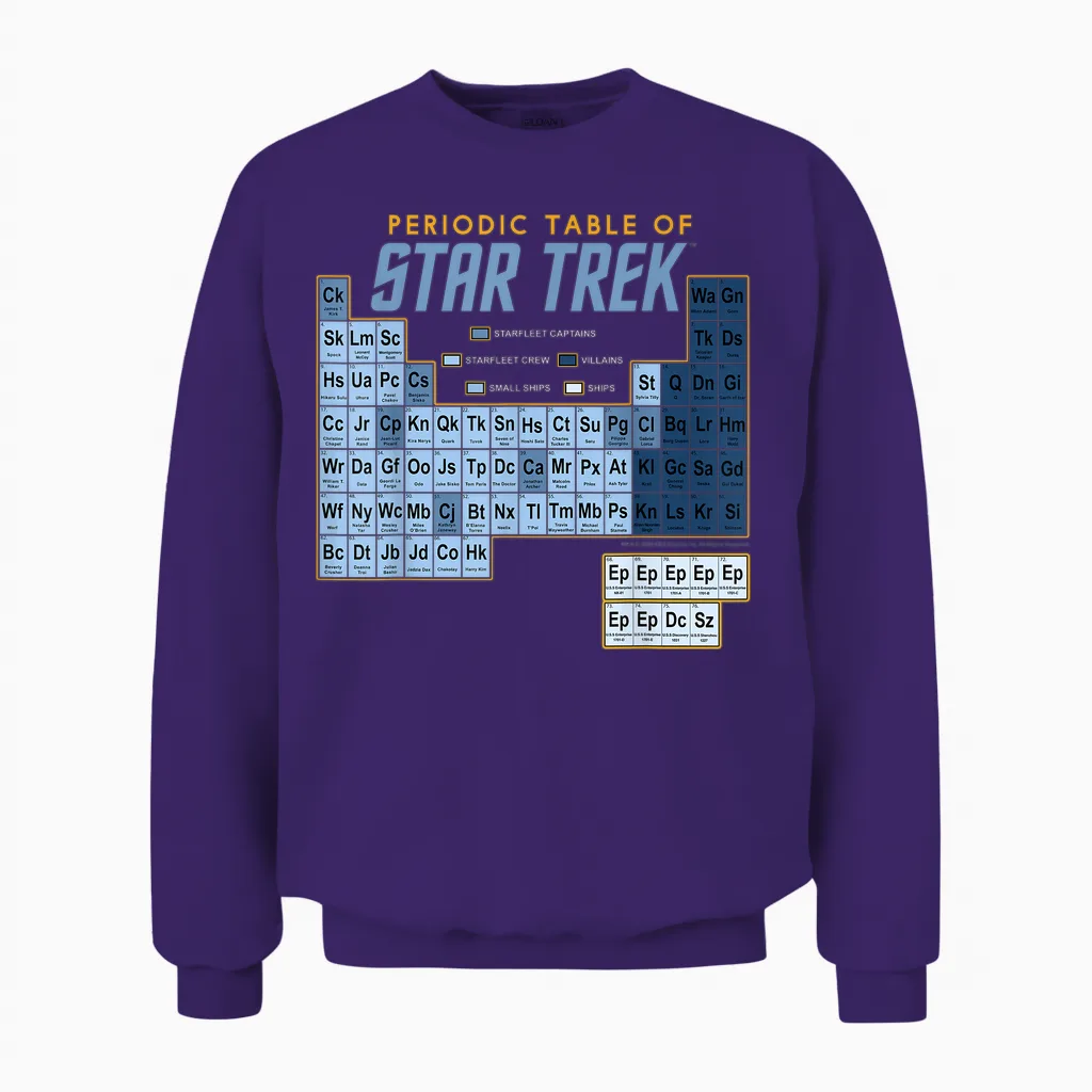 Star Trek Original Series Periodic Table Map Graphic Unisex Sweatshirt in Purple
