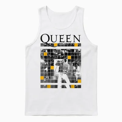 Queen Official Live Concert Blocks Unisex Tank Top - White
