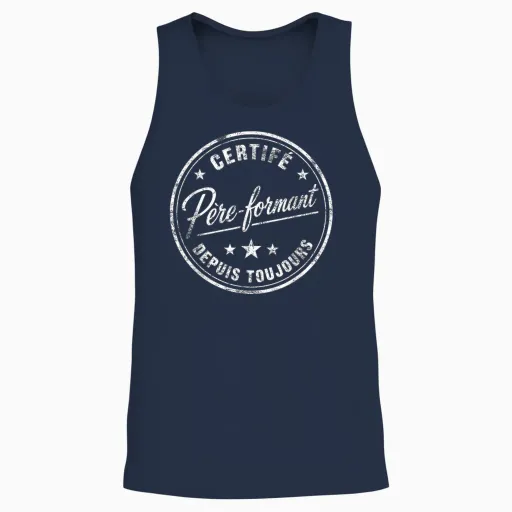 Certified Father-Forming Always Funny Phrase Dad Unisex Tank Top - Navy