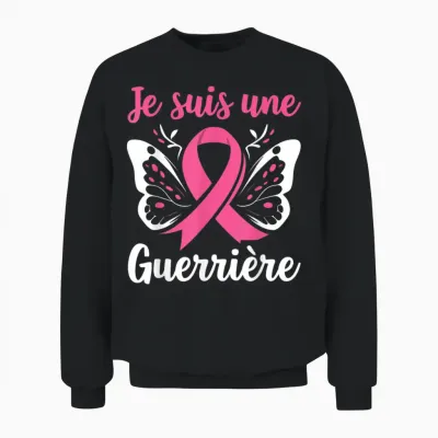 I Am a Warrior October Pink Breast Cancer Support Unisex Sweatshirt - Black