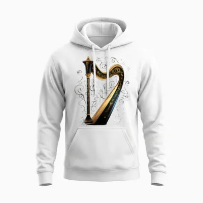 Harp Harpist Music Harp Player Musician Unisex Hoodie - White