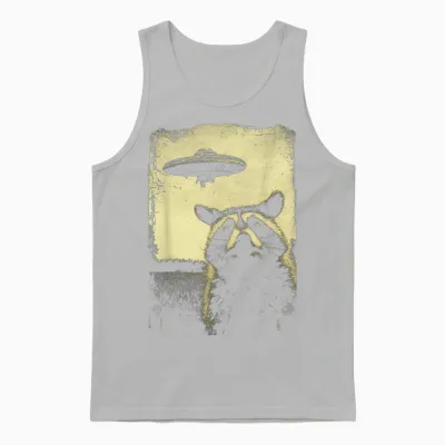 Raccoon Ufo Alien Weirdcore Aesthetic Artwork Stuff T-Shirt, Black Unisex Tank Top - Ash