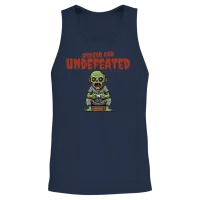 Undead and Undefeated – Retro Zombie Gamer Unisex Tank Top - Navy – 2