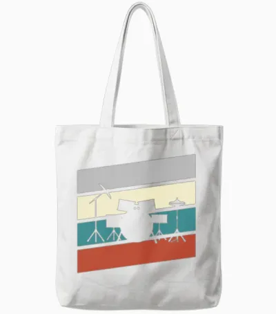 Drums Retro Tote Bags - White