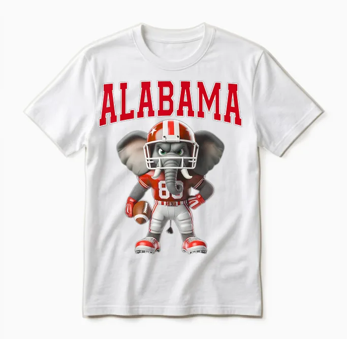 Alabama Al Vintage Sports Funny Elephant Love Men Women Unisex T-Shirt in White