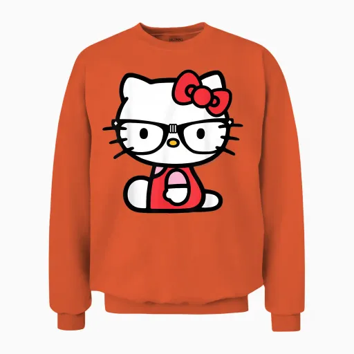 Hello Kitty Nerd Glasses Unisex Sweatshirt - Orange