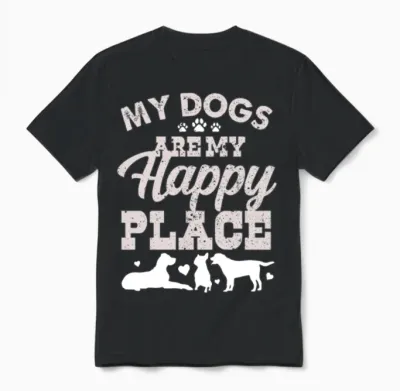 Happiness Is My Dogs Unisex T-Shirt - Black