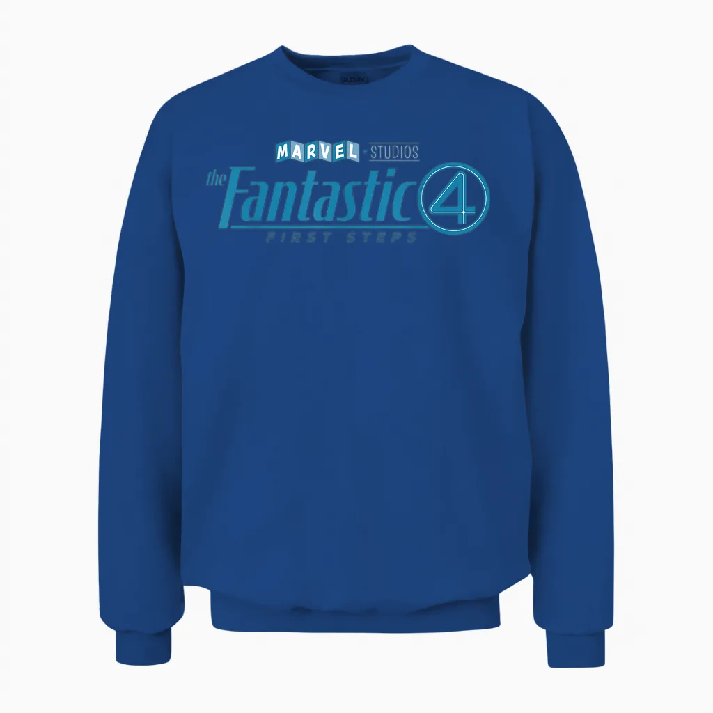 Marvel Studios the Fantastic Four: First Steps Movie Logo T-Shirt, Black, S Unisex Sweatshirt in Royal