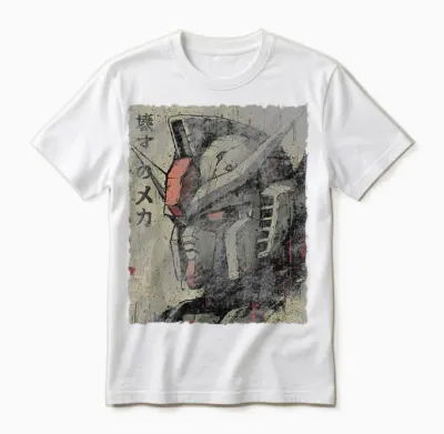Vintage Mecha Robot Japanese Anime Style Retro Unisex T-Shirt - White