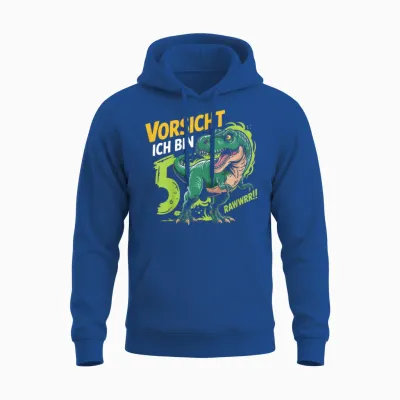 Children's Dinosaur 5th Birthday Decoration I Am 5 Dino Boys 5 Years Unisex Hoodie - Royal