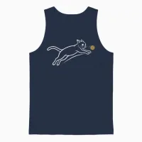 Chat Pickleball Drôle Minimaliste Ligne Poursuite Balle Fans Unisex Tank Top in Navy - 1