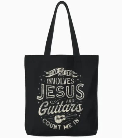 If It Involves Jesus and Guitars Guitarist Christian Music Tote Bags - Black