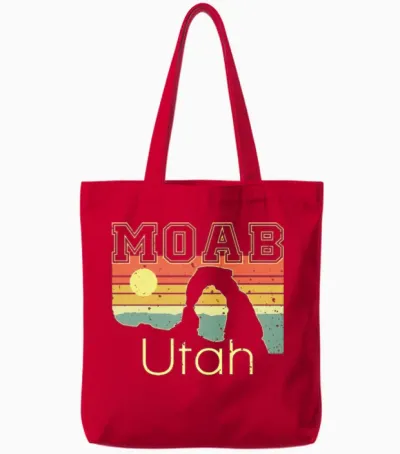 National Park Moab Utah Vintage Sunset Tote Bags - Red