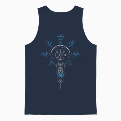 Klassisches Keltischer Vikinger Vegvisir Kompass Viking T-Shirt, Black Unisex Tank Top - Navy