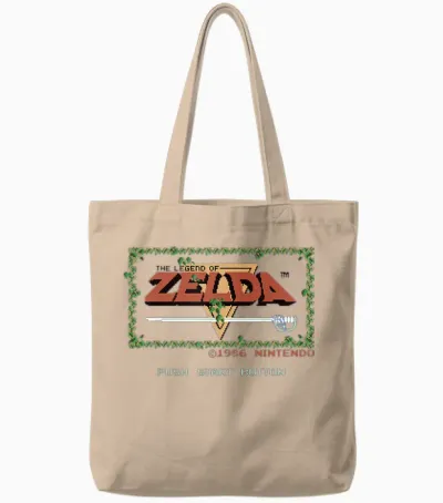 Nintendo Legend of Zelda Classic Nes Title Screen Tote Bags - Natural