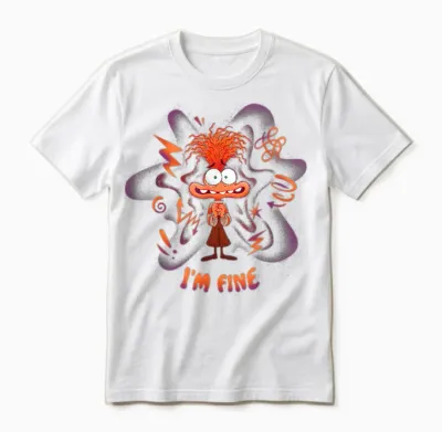 Disney and Pixar's Inside Out 2 Emotions Anxiety I'm Fine Unisex T-Shirt - White