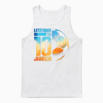 10th Birthday Retro Football Player 10 Years Boy Kids T-Shirt, Black Unisex Tank Top - White
