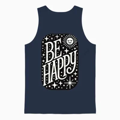 Be Happy Unisex Tank Top - Navy