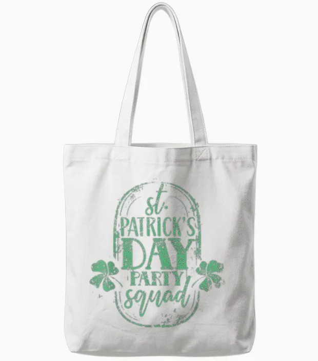 St Patrick's Day Party Squad Green Birthday St Patricks Day Tote Bags in White