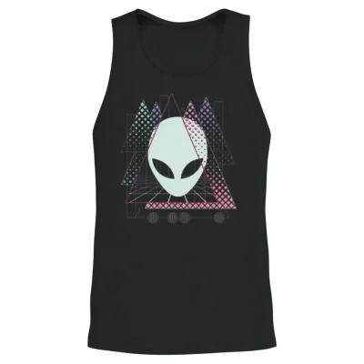 Vaporwave Alien Aesthetic Geometric Grid Scifi Spa Unisex Tank Top - Black