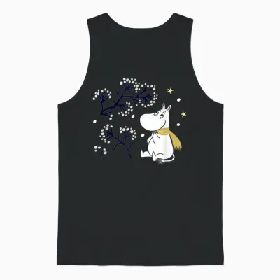 Moomin Moomintroll Winter Watching the Snow T-Shirt, Blue Unisex Tank Top - Black
