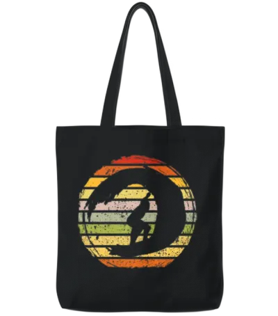 Retro Surfing Tote Bags - Black