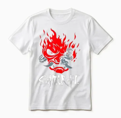 Dämon Oni Noh Maske ästhetik Japanische Grafiken Samurai Unisex T-Shirt - White