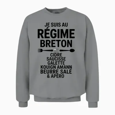 Diet Breton Humour Brittany Cider Sausage Galette Butter Unisex Sweatshirt - Sport Grey