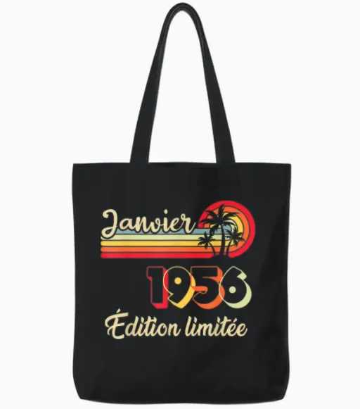 January 1956 70 Years Birthday Gift Man January 1956 Tote Bags - Black