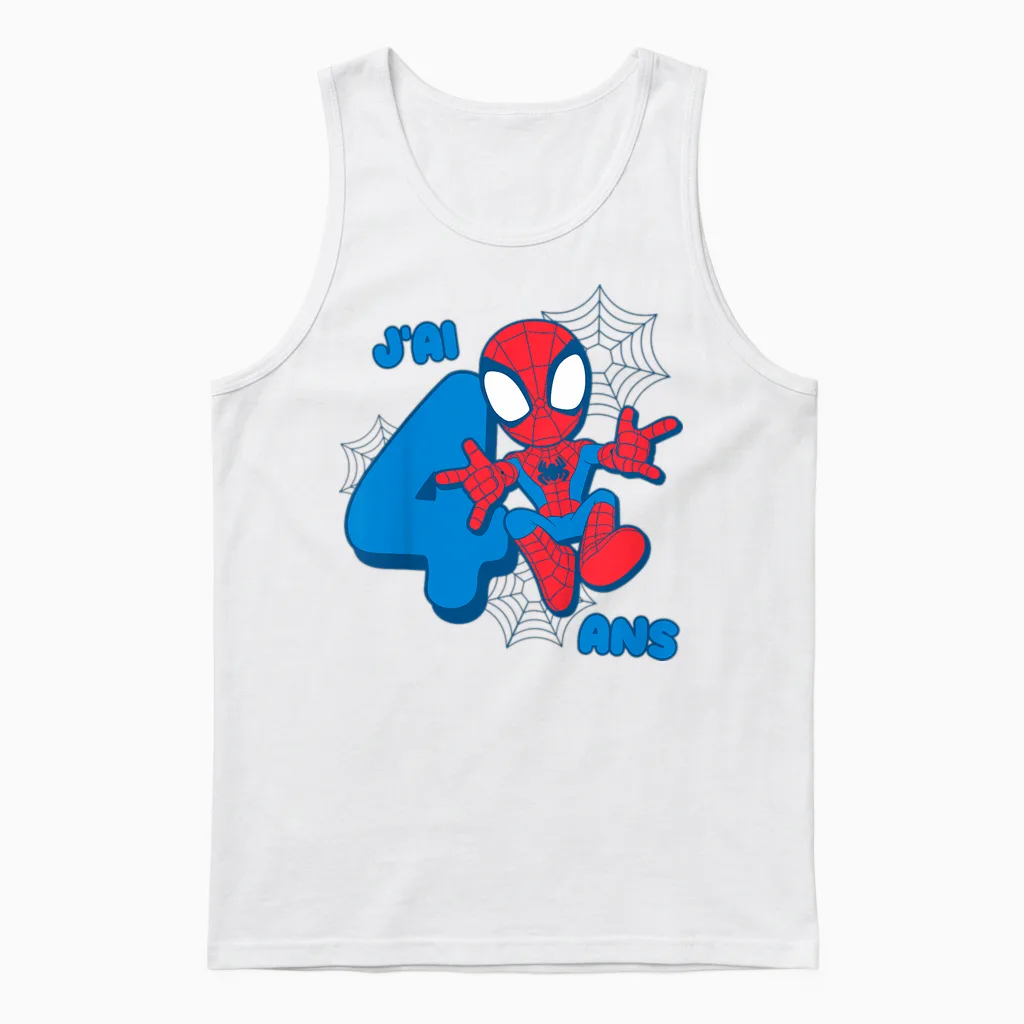 Kids Marvel Spider-Man Cute Spidey Birthday 4 Years Unisex Tank Top in White