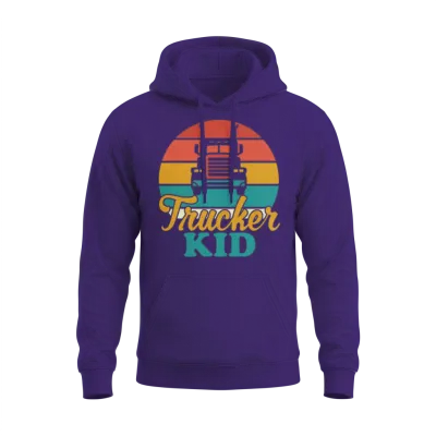 Trucker Kid - Retro Style Unisex Hoodie - Purple