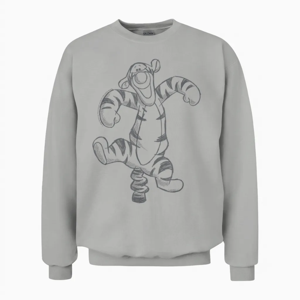 Disney Winnie the Pooh Tigger Sketch Unisex Sweatshirt in Ash