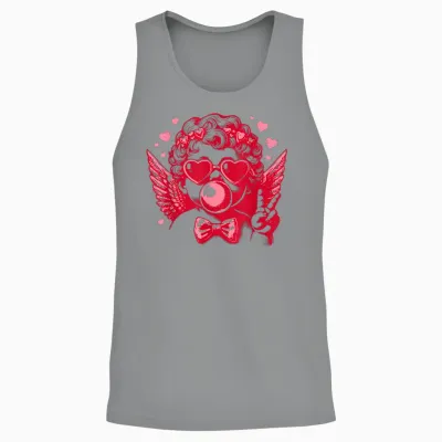Retro Cupid Valentine's Day Cute Vintage Cupid Blowing Bubble Unisex Tank Top - Sport Grey