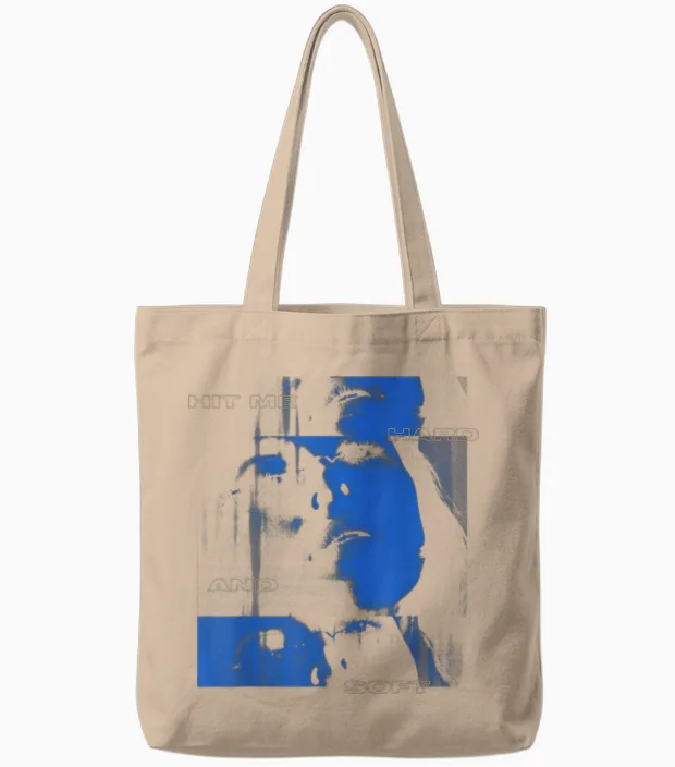 Official Billie Eilish Hit Me Hard and Soft Blue Photo Tote Bags in Natural