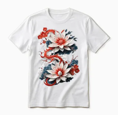 Japanese Flower Art Gd Unisex T-Shirt - White