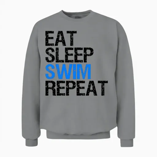 Eat Sleep Swim Repeat Gift Swimmer Unisex Sweatshirt in Sport Grey