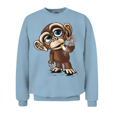 Dude Monkey Unisex Sweatshirt - Light Blue