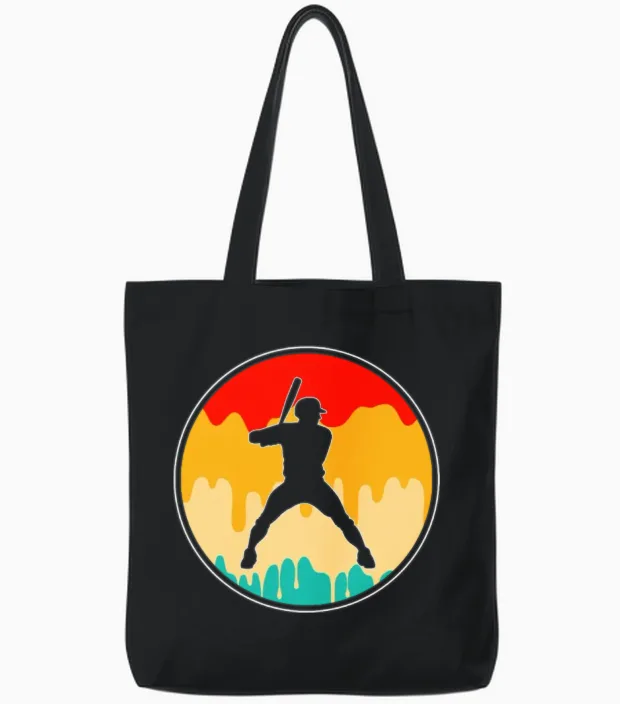 Baseball Retro & Softball Gift Tote Bags in Black