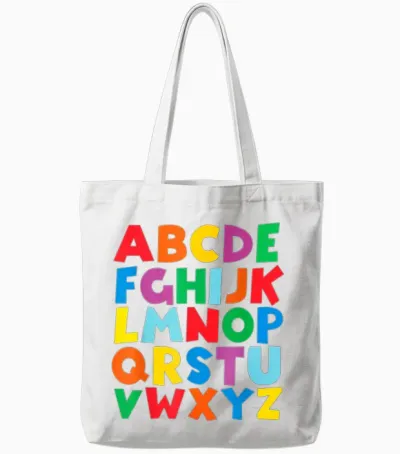 Bunte Großbuchstaben Lernen Abc Jungen Mädchen Kinder Tote Bags - White
