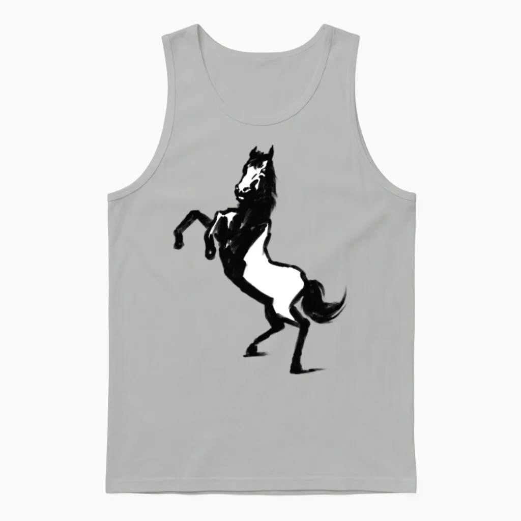 Horse Sketch Lovers Unisex Tank Top in Ash
