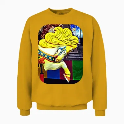 Carousel Horse with Yellow Mane Unisex Sweatshirt - Gold
