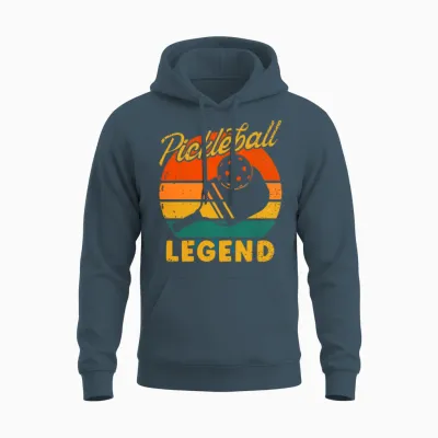 Pickleball Legend Retro Sunset Unisex Hoodie - Dark Heather