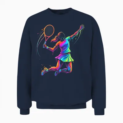 Tennis Player Woman Child and Girl Unisex Sweatshirt - Navy