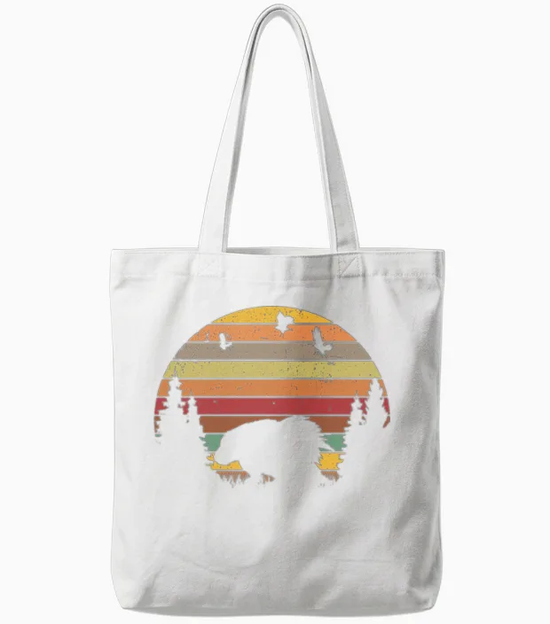 Porcupine Vintage Retro Tote Bags - White