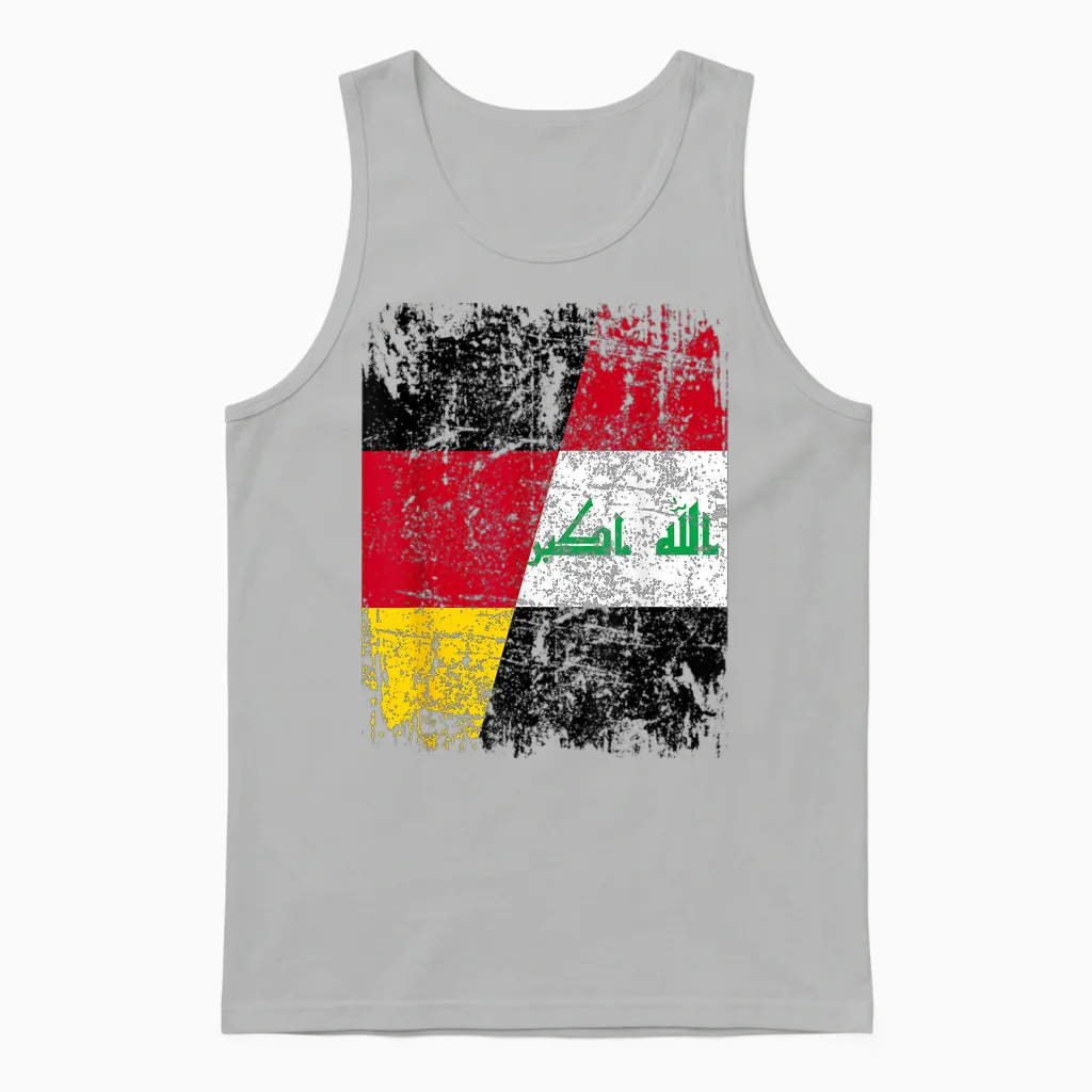 Irak Deutschland Flagge | Damen Herren Kinder | Irak Unisex Tank Top in Ash