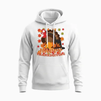 Happy Thanksgiving Day Hallothanksmas Turkey Unisex Hoodie - White
