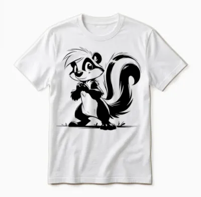 Skunk Children Baby Drawing Unisex T-Shirt - White