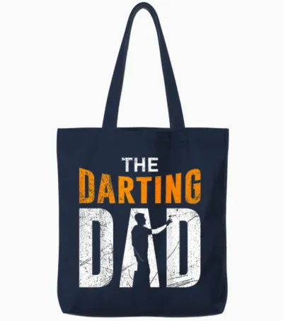 The Darting Dad Dart Player Dad Darts T-Shirt, Black Tote Bags - Navy