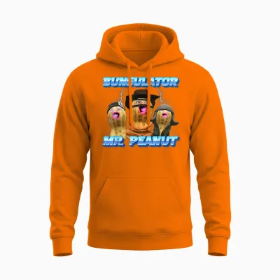 The Burnt Peanut Funny Goop Mr. Peanut Bungulator Unisex Hoodie - Safety Orange